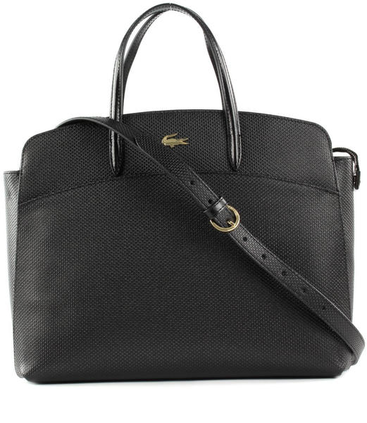Lacoste Chantaco Piqué Leather Zip Pocket Tote Bag (NF2736CE) black