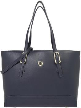 Tommy Hilfiger Medium Monogram Plaque Tote (AW0AW08804) sky captain