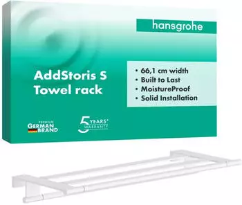 Hansgrohe AddStoris S Handtuchablage mit Handtuchhalter, Wandmontage, matt wei&szlig; (41781700)
