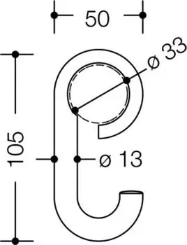 Hewi 477 Haken 477.30B02092 105x50mm, zum Aufschieben, matt, anthrazitgrau