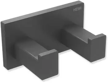Hewi System 900 Q Doppelhaken 900Q90.00260SC pulverbeschichtet dunkelgrau perlglimmer tiefmatt, aus Edelstahl, 75x40x44mm