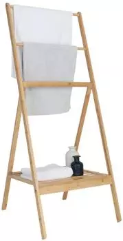 Relaxdays Handtuchst&auml;nder Bambus, klappbar, 3 Stangen, 112x55x44,5cm (10051738)