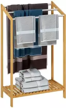 Casaria Handtuchst&auml;nder stehend, Bambus, 3 Edelstahlstangen, 85x51x31cm (107933)