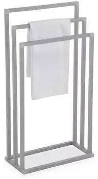 Idimex Kuno Handtuchst&auml;nder freistehend, Metall, hellgrau, 3 Stangen (45x84x21cm)