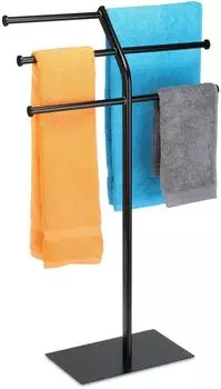 Relaxdays Handtuchständer 3 Stangen freistehend, Eisen, schwarz (10037442)