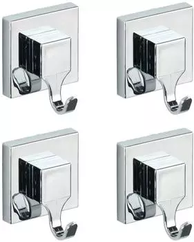 Wenko Vacuum-Loc Wandhaken-Set eckig, 4-teilig, Kunststoff, Chrom-Optik (69617800)