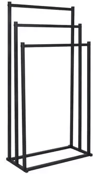 Relaxdays Handtuchst&auml;nder 3 Stangen, Metall, schwarz, 86x44x21cm (10051743_46)