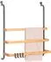 eluno Handtuchhalter für Glasduschwand, Metall/Bambus, 3 Stangen, 4 Haken, grau