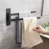 LuxusKollektion Doppel-Handtuchhalter ohne Bohren, 180° schwenkbar, Edelstahl schwarz