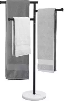 LuxusKollektion Handtuchständer stehend 3-Arm schwenkbar, Edelstahl, schwarz