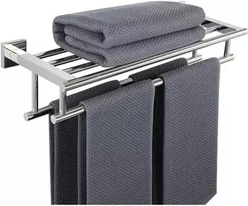 LuxusKollektion Handtuchhalter mit Ablage, Wand, Edelstahl poliert, 50cm