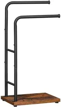 LuxusKollektion Freistehender Handtuchhalter 2 Stangen, Holz & Metall, dunkelbraun-schwarz