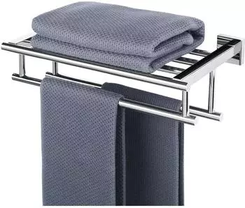 LuxusKollektion Handtuchhalter mit Ablage, Edelstahl poliert, 40cm