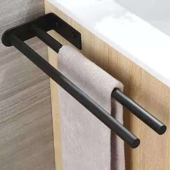 LuxusKollektion Doppelhandtuchhalter Edelstahl schwarz 40cm Wandmontage