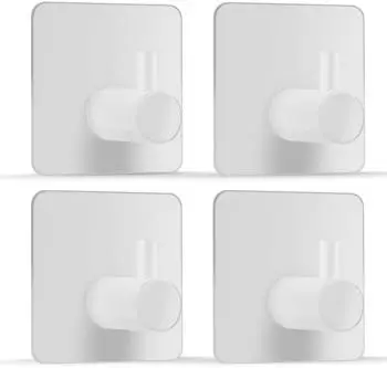 LuxusKollektion Handtuchhaken selbstklebend, Edelstahl, weiß, 4er-Set