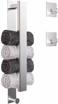 LuxusKollektion Handtuchhalter selbstklebend ohne Bohren, Edelstahl, silber, 40cm, 2 Haken