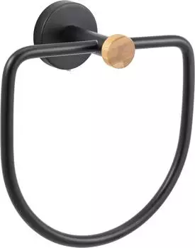 MSV Iana Handtuchring rund, Stahl & Bambus, schwarz matt (142628)