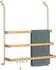 eluno Handtuchhalter für Glasduschwand, 3 Stangen, 4 Haken, Metall/Bambus, beige