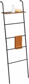 Relaxdays Handtuchleiter 4 Sprossen, Metall, schwarz/braun (10050974)