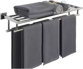 LuxusKollektion Handtuchhalter mit Ablage 70cm, Edelstahl poliert, Wandmontage