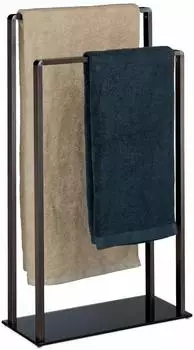 Relaxdays Handtuchst&auml;nder freistehend, 2 Stangen, Metall/Glas, bronze-schwarz, 80x45x20cm (10024540)