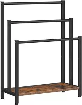LuxusKollektion Handtuchst&auml;nder freistehend, 3 Stangen, 60x28x81cm, dunkelbraun/schwarz