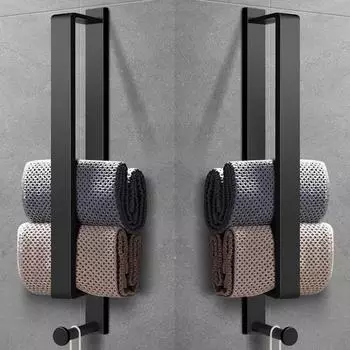 LuxusKollektion Handtuchhalter selbstklebend, Edelstahl, schwarz, 43,5cm, 2 St&uuml;ck