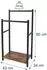 Relaxdays Handtuchständer mit Ablage, 2 Stangen, MDF & Metall, schwarz/braun, 80x42x24cm