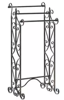 Beliani Chillan Handtuchst&auml;nder schwarz, Metall, 3 Stangen, Antik-Optik (27x90x34cm)