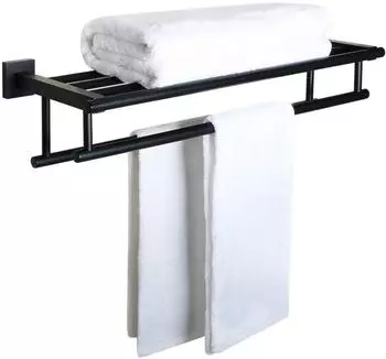 LuxusKollektion Doppelhandtuchhalter Edelstahl (SUS 304) schwarz 60cm Wandmontage