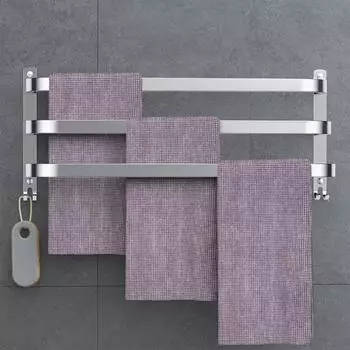 LuxusKollektion Handtuchhalter 60cm, 3 Stangen, Edelstahl, silber, ohne Bohren
