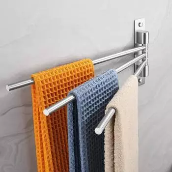LuxusKollektion Handtuchhalter 3-armig 180&deg; schwenkbar, Edelstahl SUS304 geb&uuml;rstet, silber