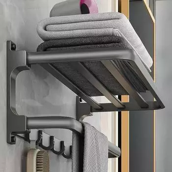 LuxusKollektion Handtuchhalter selbstklebend 58cm, 5 Haken, Aluminium, grau