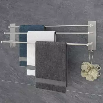 LuxusKollektion Handtuchhalter 3 Stangen selbstklebend, Edelstahl SUS304, 75cm, silber