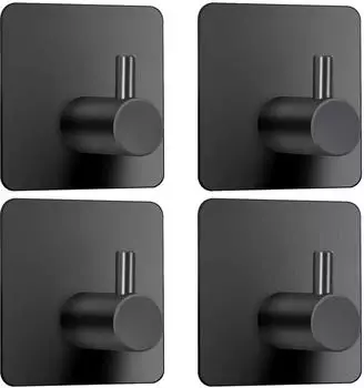 LuxusKollektion Handtuchhaken selbstklebend, Edelstahl, schwarz, 4 St&uuml;ck