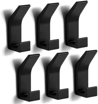 LuxusKollektion Handtuchhaken ohne Bohren, 6er Set, Aluminium, schwarz