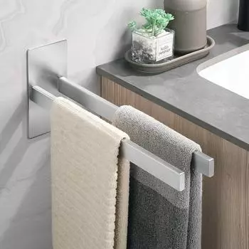 LuxusKollektion Handtuchhalter 2-armig selbstklebend, Edelstahl 304 geb&uuml;rstet, silber