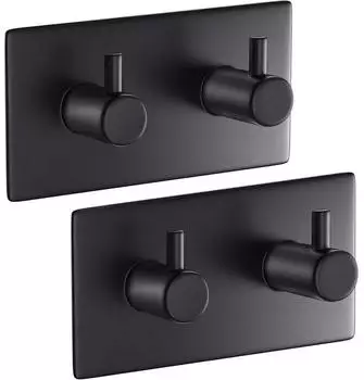 LuxusKollektion Doppelhaken selbstklebend, Edelstahl, schwarz, 2er-Pack
