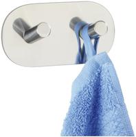 Wand Haken Duo Edelstahl Handtuch K&uuml;chen Bad Selbstklebend Wc G&auml;ste - Silber