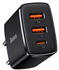 Baseus Wandladegerät Compact 2xUSB-A + USB-C QC 3.0 PD 30W 3A, Schwarz