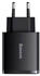 Baseus Wandladegerät Compact 2xUSB-A + USB-C QC 3.0 PD 30W 3A, Schwarz
