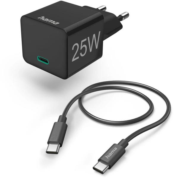 Hama Schnellladegerät m. Ladekabel USB-C, 25W, 1,5m, Schwarz