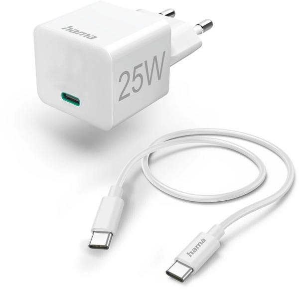 Hama Schnellladegerät m. Ladekabel USB-C, 25W, 1,5m, Weiß