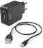 Hama Schnellladegerät mit Ladekabel Micro-USB, 19,5 W, 1,5 m, Schwarz
