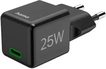 Hama Schnellladegerät, USB-C, Super-Mini-Charger, PD, 25 W, Schwarz