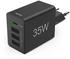 Hama 00201990 Schnellladegerät, 1x USB-C PD, 3x USB-A, Mini-Ladegerät, 35W, Schwarz
