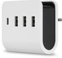 REV USB-Ladeger&auml;t Quad 3 + 1, wei&szlig;, mit Ladeschale