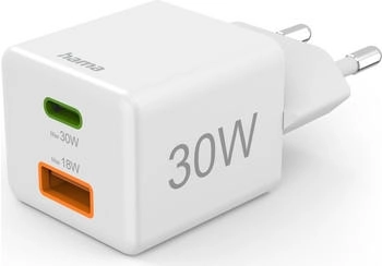 Hama Schnellladegerät 1x USB-C PD 1x USB-A QC Mini-Ladegerät 30 W Weiß (00201992) Hama Schnellladegerät 1x USB-C PD 1x USB-A QC Mini-Ladegerät 30 W Weiß (00201992)