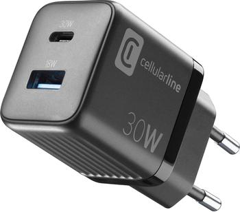 Cellular Line USB Charger Multipower Micro 30W GaN 2 Ports PD Black (60002)