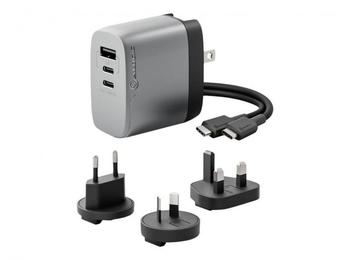 Alogic Rapid Power 3X67 - Netzteil - multi country - 67 Watt - 1.5 A - PD - 3 Ausgabeanschlussstellen (USB 2 x USB-C) - Schwarz Space-grau (WCM3X67-SGR)